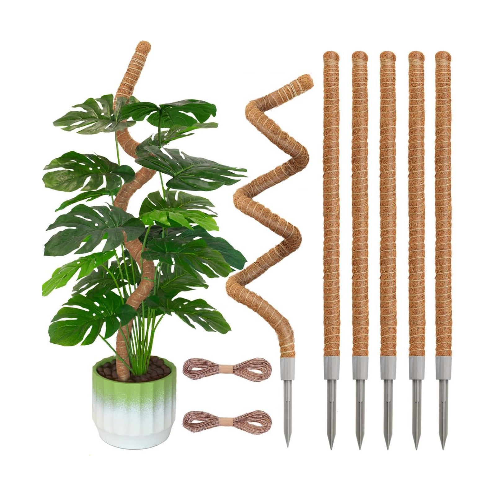 Moss Pole 31.5 Inch, 6 Pack Bendable Moss Pole for Plants Monstera, Moss Poles for Climbing Plants Indoor, Coconut