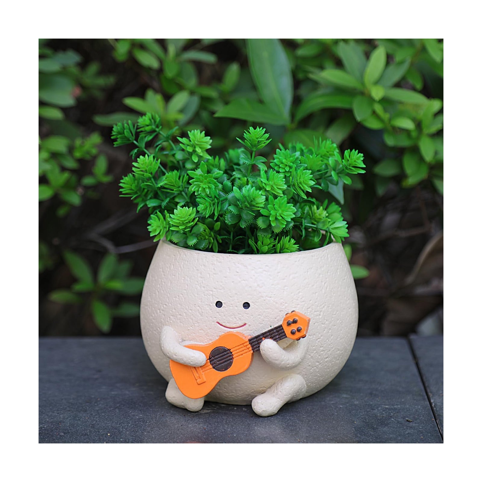 NINIPAPA Smiley Face Plant Pot Cute Guitar Planter with Drainage Holes Funny Small Flower Pots for Indoor Succulent