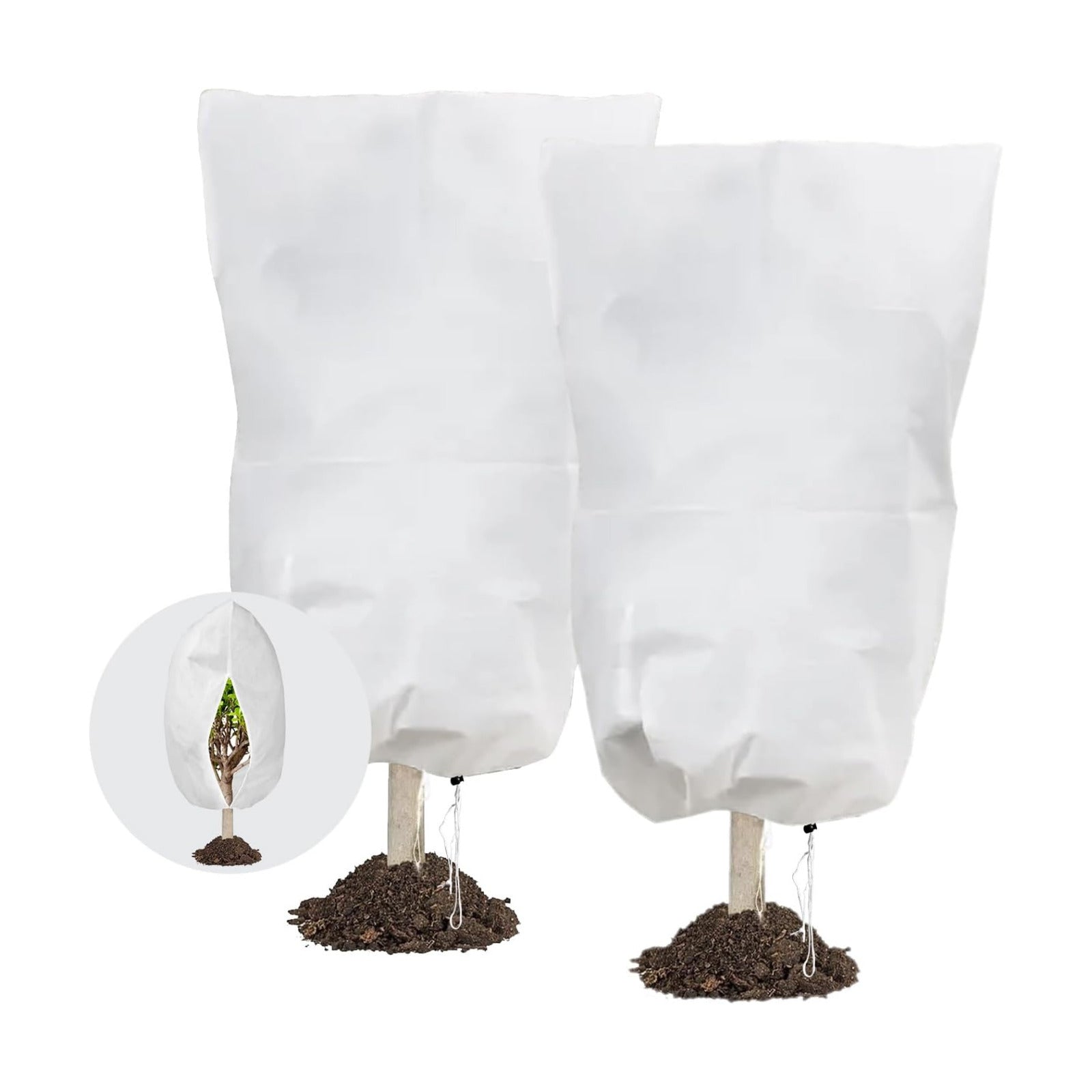 Plant Covers Freeze Protection, 78" x 98" 2.5oz/yd² Reusable Frost Cloth with Drawstring, Winter Plants Jacket Warm