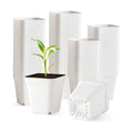 120 Pcs Nursery Pots 3.5 Inch, Plastic Seed Starting Pot with Drainage Holes, Small Sturdy Seedling pots for Planting, Cuttings (White)