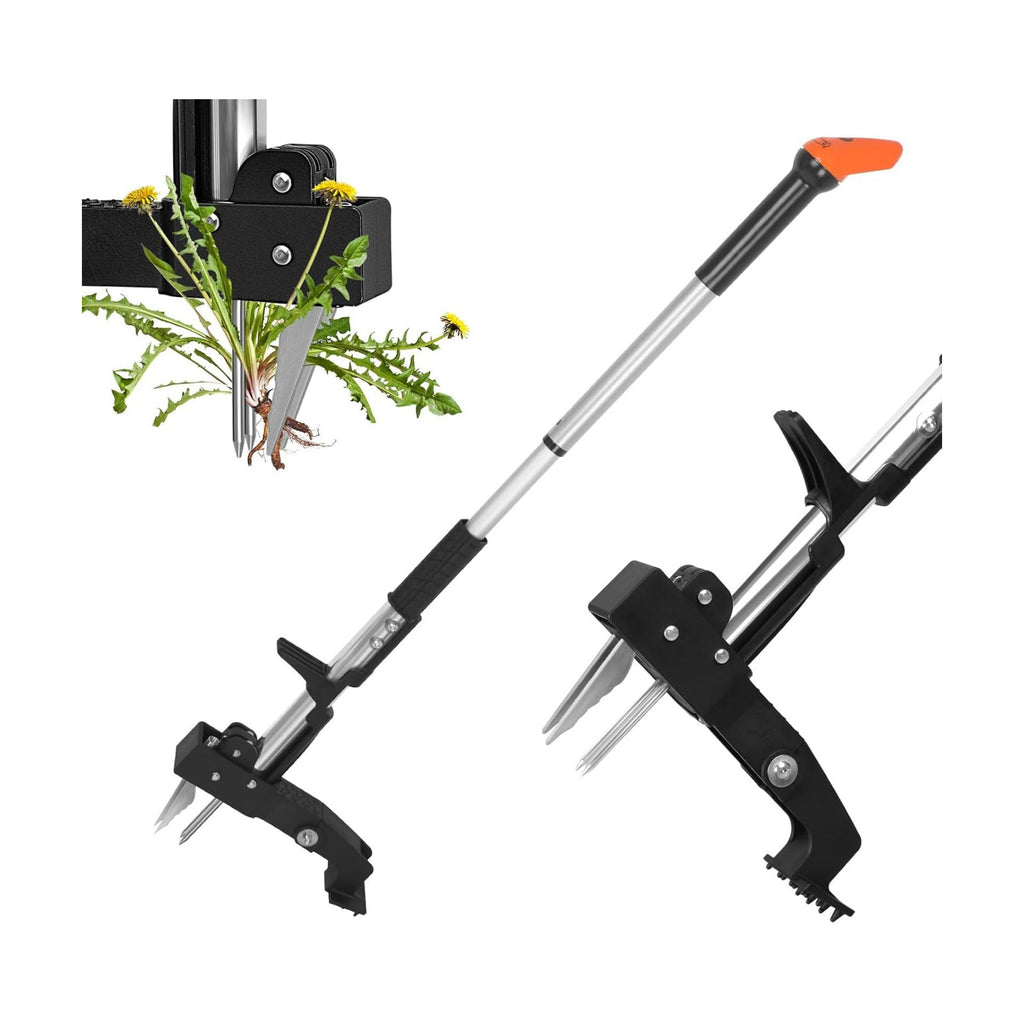 SHANTRA Weed Puller Tool, 4-Claw Stand Up Weed Puller Tool with Long Handle, Adjustable Weeder Puller Heavy Duty Stand