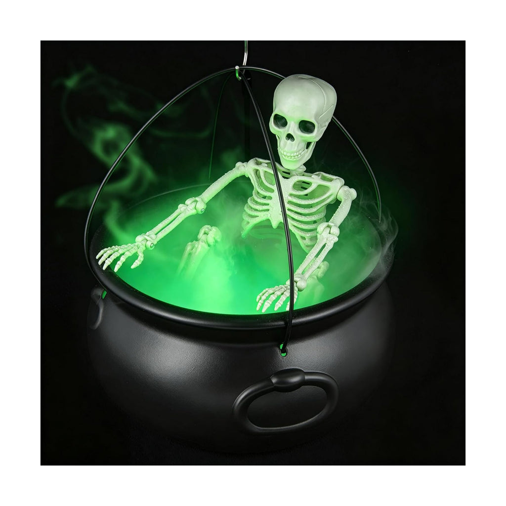 Halloween Decorations Outdoor Witch Cauldron Tripod with Fog Maker & Skull