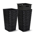 Worth 2 Pack 22" Tall Plastic Square Tapered Planter with Inside Pots for Indoor or Outdoor Use, Modern Wavy Finish for