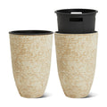 Worth Garden 21" H Beige Tall Planters set of 2 with Inside Pots - 14'' Dia Plastic Large Round Plant Tree Pots with