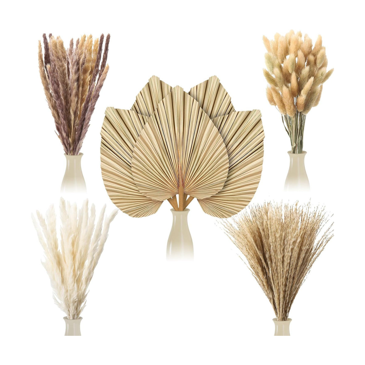 105 Pcs Boho Dried Pampas Grass Decor Bulk