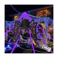 Brighter Spider Webs Halloween Decorations Lights,250 Purple LED Light Up,16.4Ft 8 Modes Giant Spiderweb with Remote Control,48'' Giant Spider,Waterproof & Timer,Halloween Decor for Outdoor