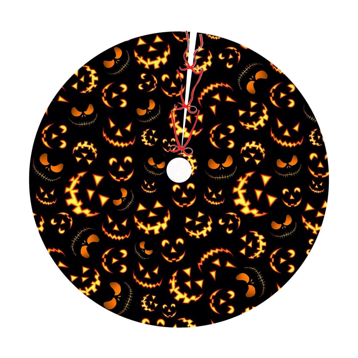 Halloween Tree Skirt 36Inch Pumpkin Smile Face Halloween Christmas Tree Decorations Black Tree Skirt for Fall Holiday Party Home Decor