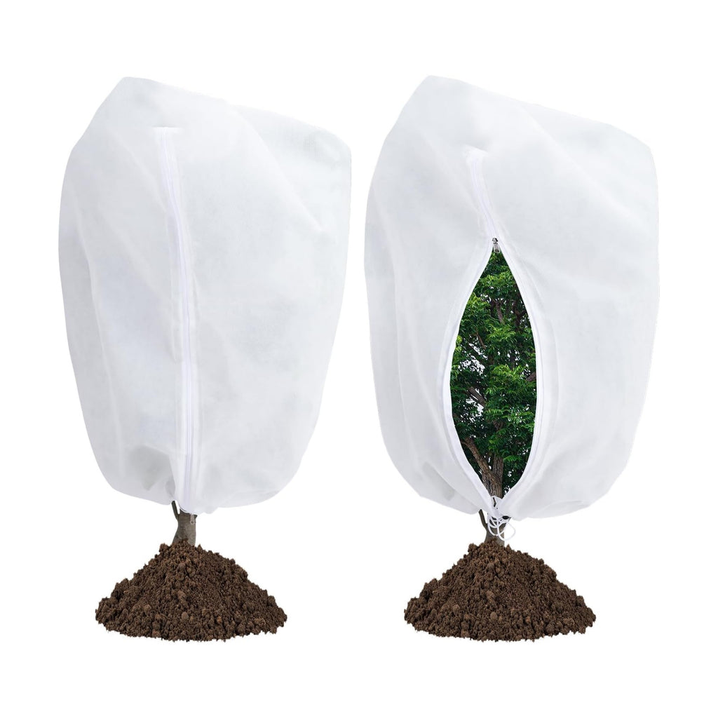 Garutom 2-Pack Plant Covers Freeze Protection 78" x 89" 2.2 oz, Frost Cloth Plants Jacket Drawstring Tree Cover for Outdoor Plants, Shrub Potted Plants Winter