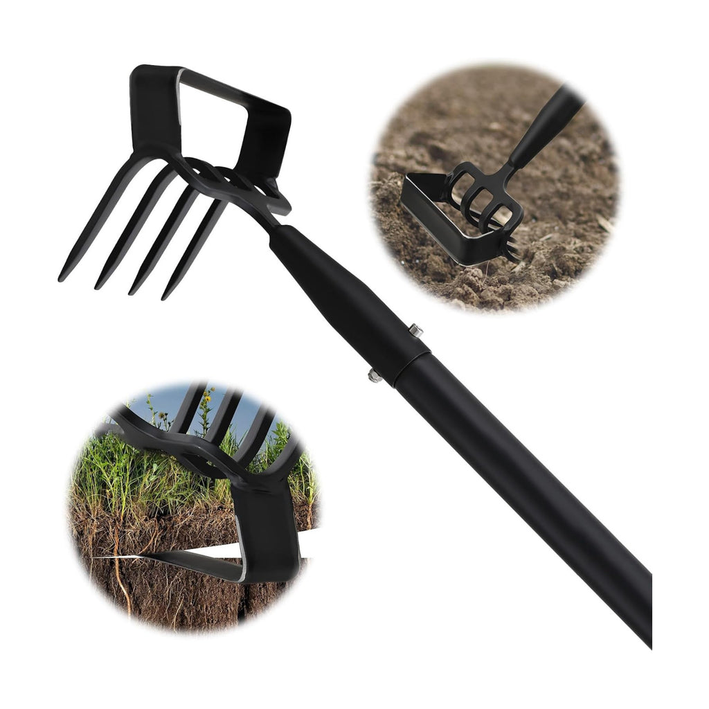 Garden Hoe, 72 Inch Soil Tiller Cultivator Stirrup Hoe, Heavy Duty 2-in-1 Garden Tool with Adjustable Long Handle