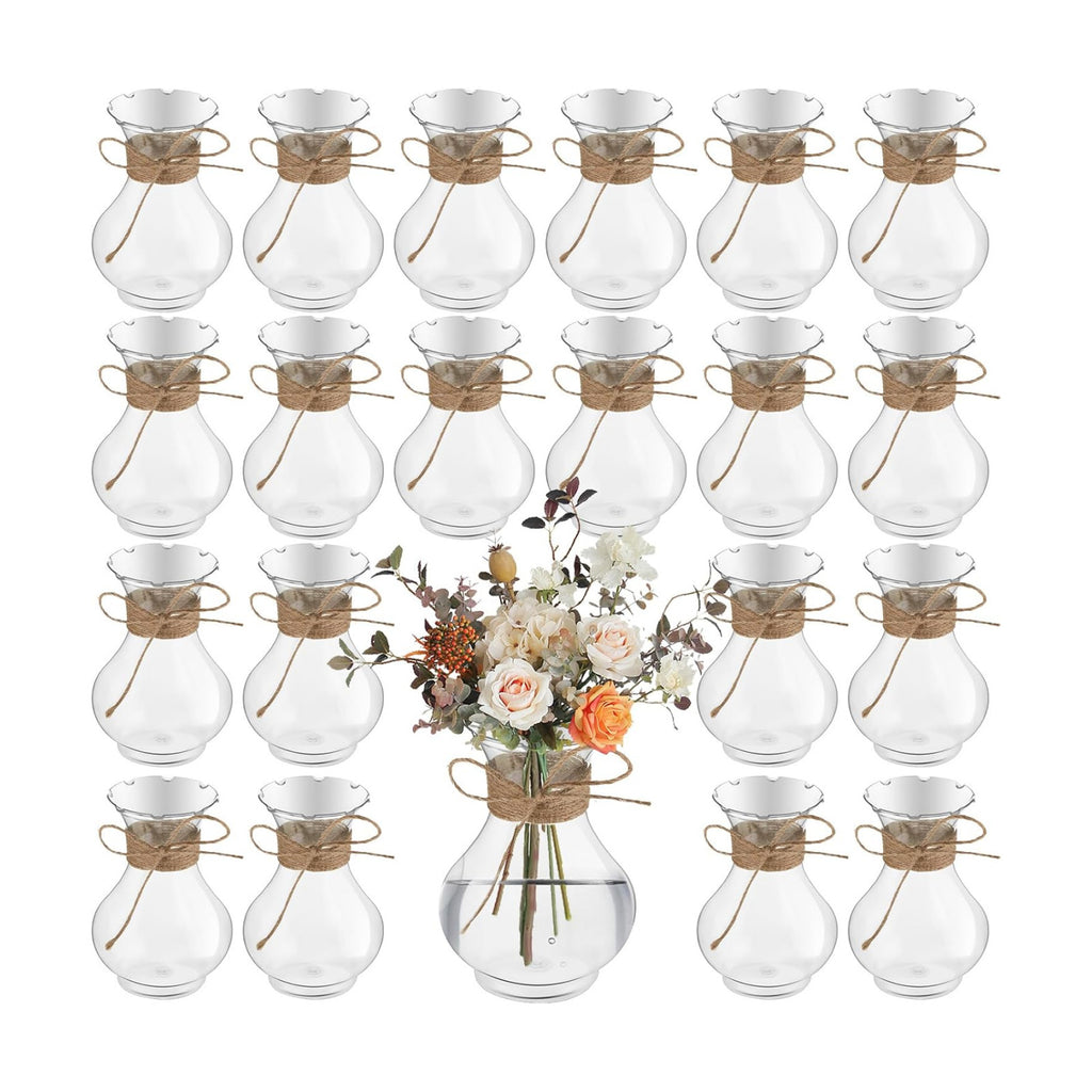 Bokon 5.7" Plastic Small Bud Vases Bulk for Centerpieces, 20 Pcs