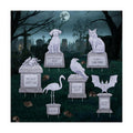 6PCS Halloween Outdoor Graveyard Signs Decorations Halloween Pet Cemetery Tombstones Yard Signs with Stakes Plastic Spider Bat Cat Dog Headstone Lawn Signs for Halloween Haunted House Mansion Supplies