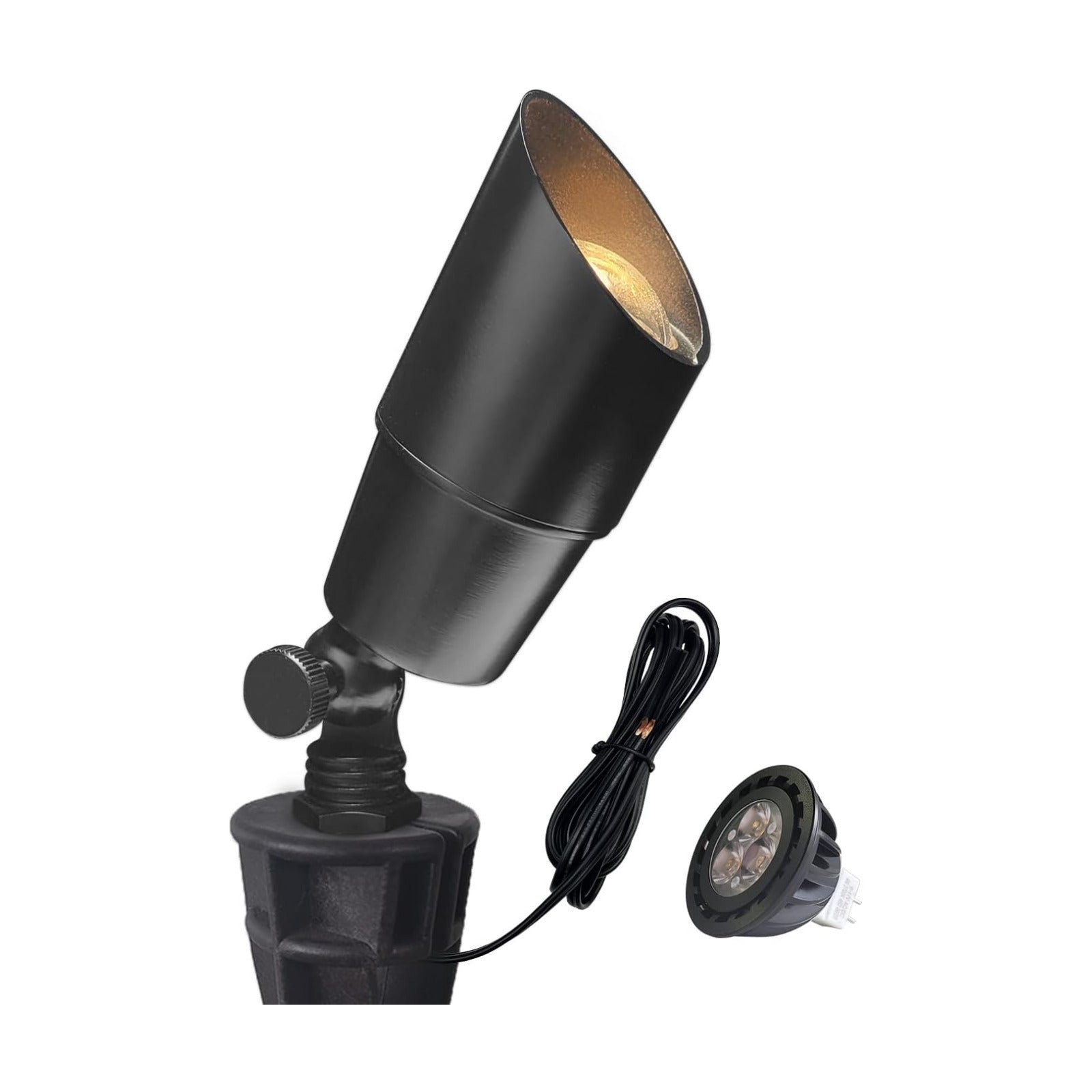 COLOER Solid Brass Landscape Spotlight 1-Pack with 5W LED MR16(101B-Black) | 9-17V AC/DC Heavy Duty Low Voltage Accent