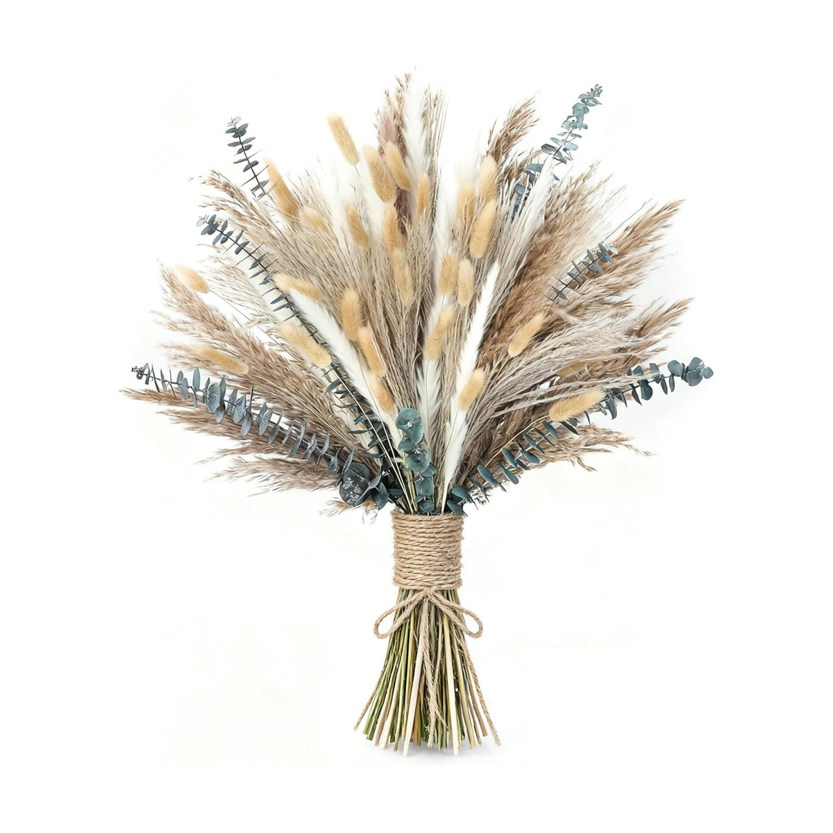 xin's convey 120 PCS Dried Pampas Grass, Dried Flowers, Reed Grass Bouquet for Bohemian Flowers Home Table Wedding Decoration, Rustic Farmhour.(Light Brown)