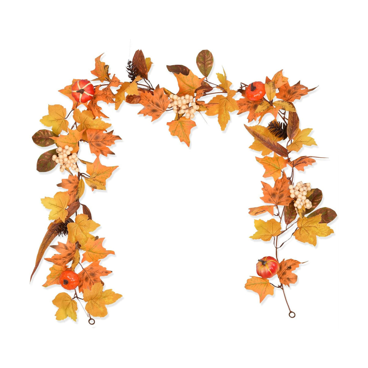DearHouse Fall Maple Leaves, 6ft Artificial Autumn Foliage Thanksgiving Decor for Home, Wedding, Fireplace, Party, Christmas (Yellow&Brown)