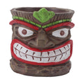 Funny Tiki Head Indoor Small Planter Pot, Totem Sculpture Planter Pot, Novelty Face Flowerpot with Hole, Resin UV Proof