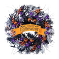 22 Inch Halloween Glitter Pumpkin Spider Wreath for Front Door