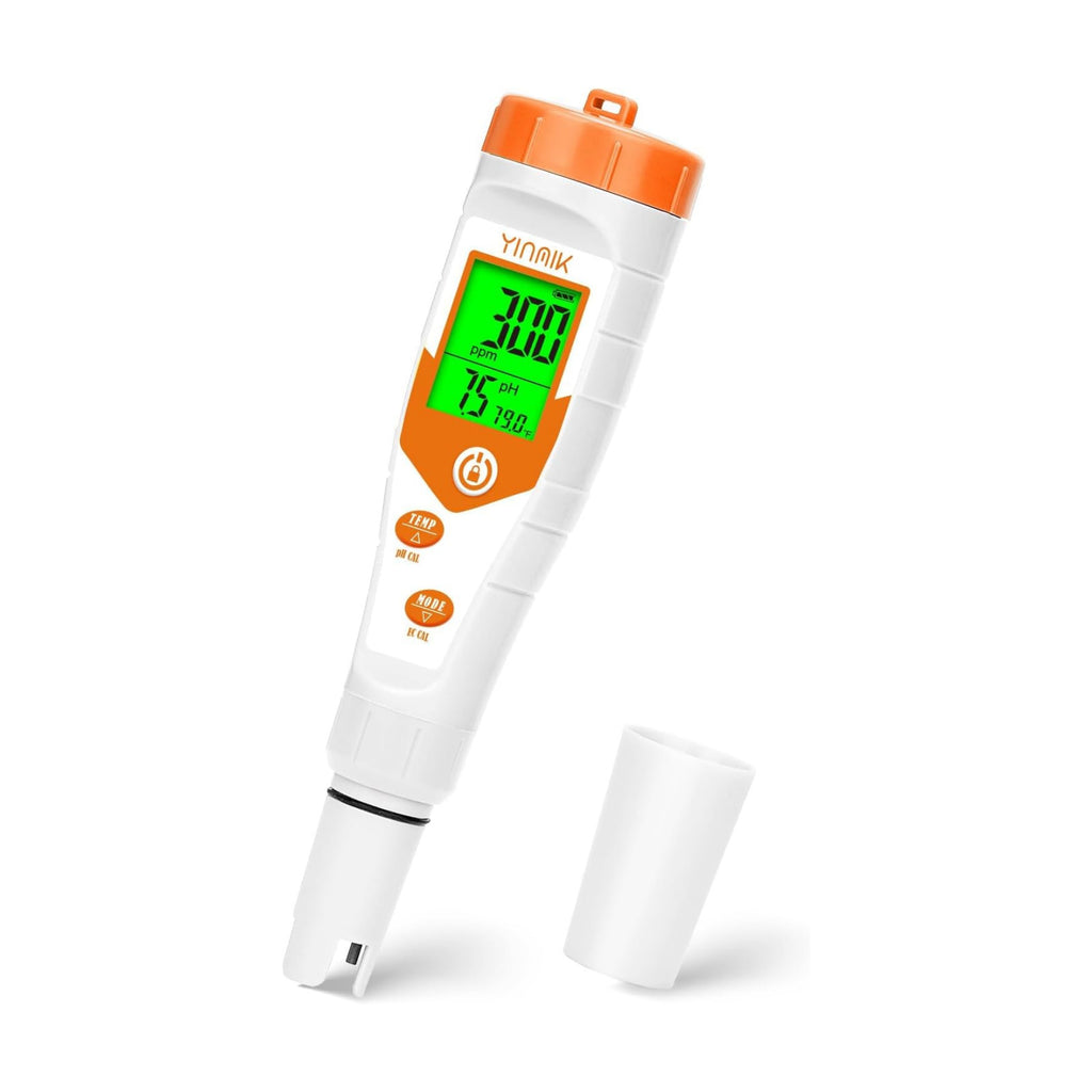 Hydroponics EC pH Tester, Simultaneous Display pH ppm for Reservoir Water | Continuous Monitoring of pH Conductivity