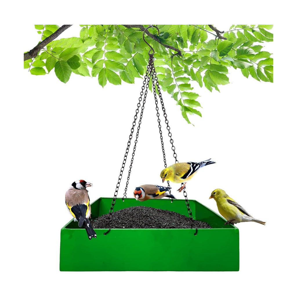 Bird Feeders for Outdoors, Platform Bird Feeder for Outside, Large Capacity 3.5 lbs(Green)