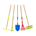 Theefun Kids Garden Tool Set 5pcs, Toddler Hoe Rake Shovel Leaf Rake Broom | Safe Kids Gardening Tools with Wooden