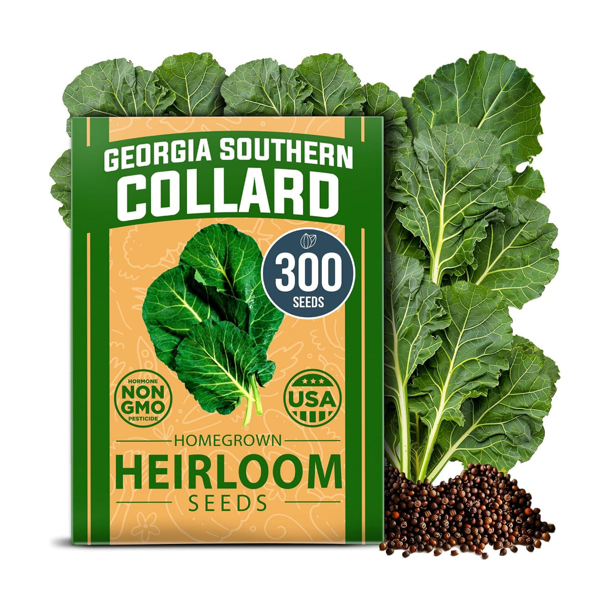 HOME GROWN Georgia Southern Collard Seeds, 300+ Seeds, Brassica oleracea