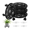 4 Pack Rolling Plant Caddy with Wheels 14 Inch, Plant Rollers with Wheels Metal Plant Caddy with Wheels Heavy Duty