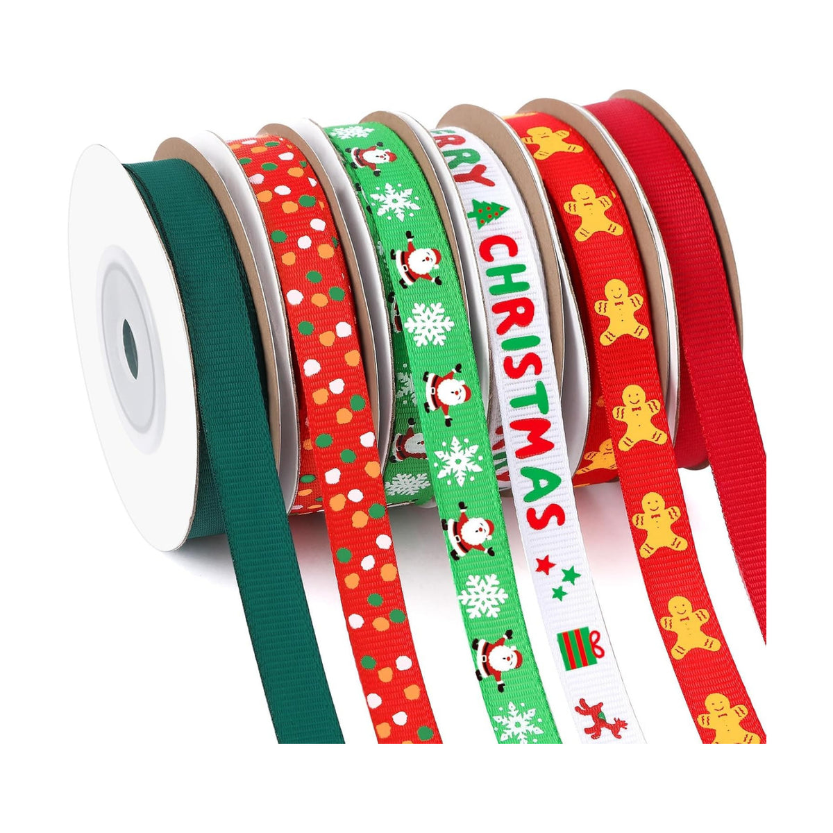 DECYOOL Christmas Ribbon 6 Rolls 60 Yards Holiday Grosgrain Craft Ribbons