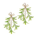 2 Pcs Frosted Mistletoe Hanging Decorations, 10.6'' Artificial Mistletoe Ornament Hanging Kissing Ball with Berry for Christmas Winter Holiday Decor (2, White)