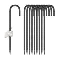 10 Pieces 16-Inch Garden Ground Stakes Galvanized Steel J Shape Hook Rebar Stake - Heavy DutyAnchors for Tents