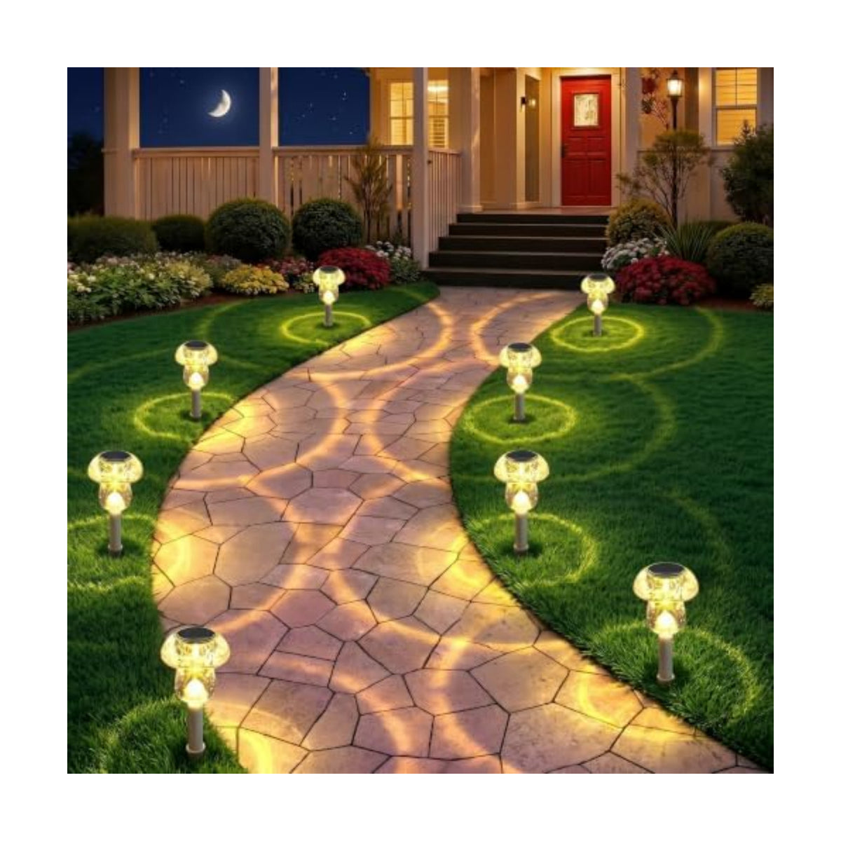 Benany Solar Lights Outdoor, 16 Pack Mushroom Lights Outside Waterproof, Solar Powered LED Lighting for Garden, Yard, Landscape, Path, Pathway, Lawn, Walkway, Driveway, Backyard Decor (Warm White)