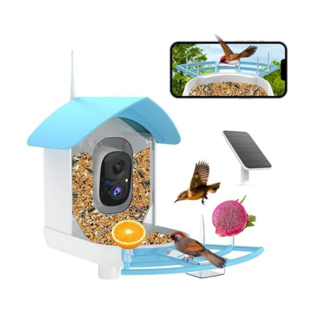 Fazoxo Bird Feeder with Camera,Birds House Camera,Solar Powered,SkyBlue