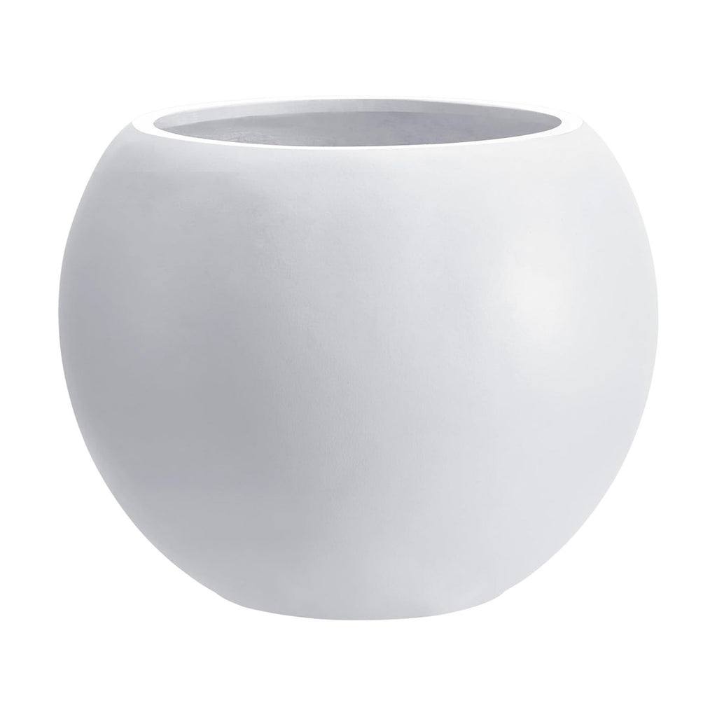 13.5" H x 17" Dia White Fiberstone Planter Pot with Drainage Hole, Large Round Indoor Outdoor Flower Pot for Artificial