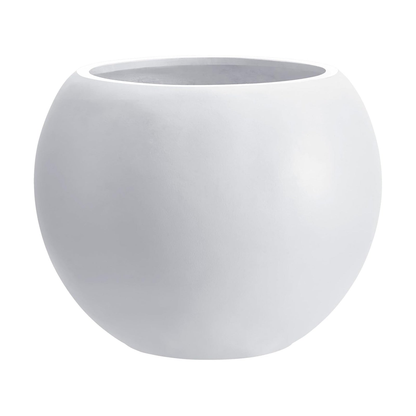 13.5" H x 17" Dia White Fiberstone Planter Pot with Drainage Hole, Large Round Indoor Outdoor Flower Pot for Artificial