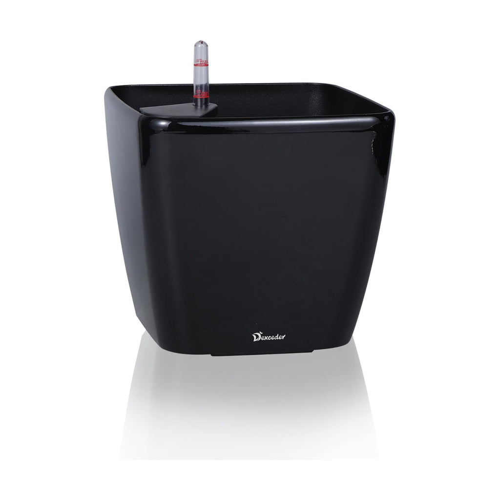 Dexceder 9x8 Self Watering Planter (Black High Gloss) | Inner Mat Design, Thickened Table Flower Plant Pot with Water