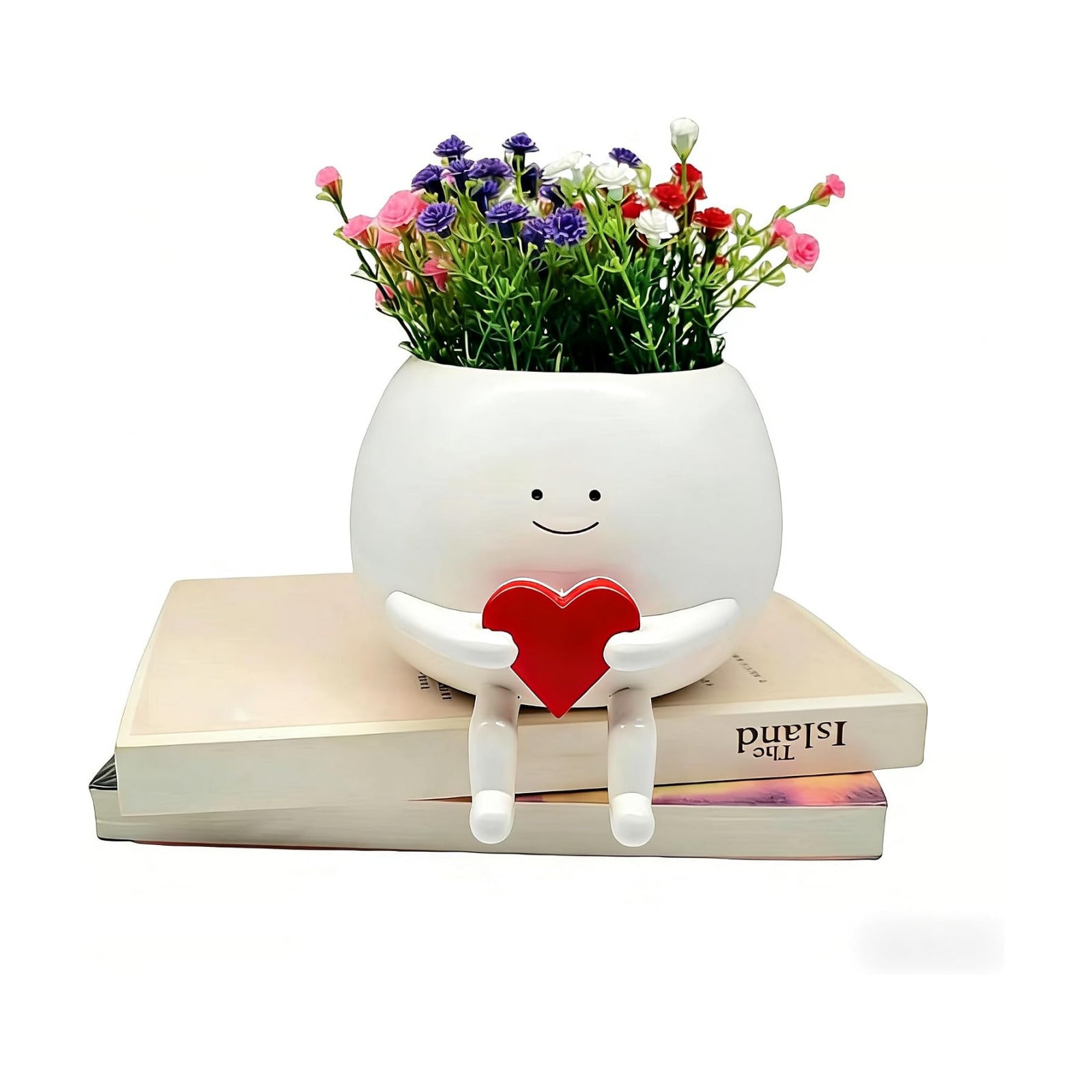 Loving Heart Resin Face Planter, Cute Plant Pot Funny Succulent Pots, Plant Lover Gifts for Women, Indoor Outdoor Desk