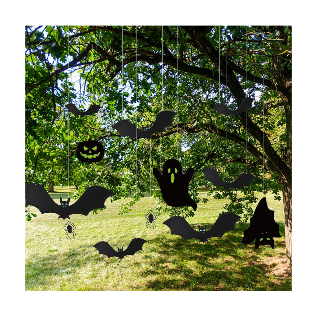14 PCS Halloween Hanging Bats,Halloween Party Outdoor Lawn Yard Decoration