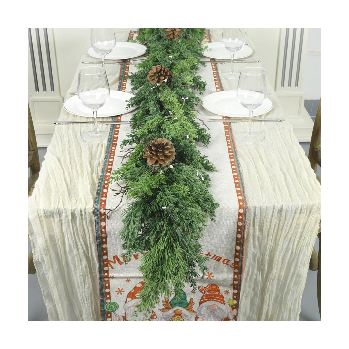 Artgar 6 Ft Christmas Cedar Garland - Realistic Greenery Cypress Garland