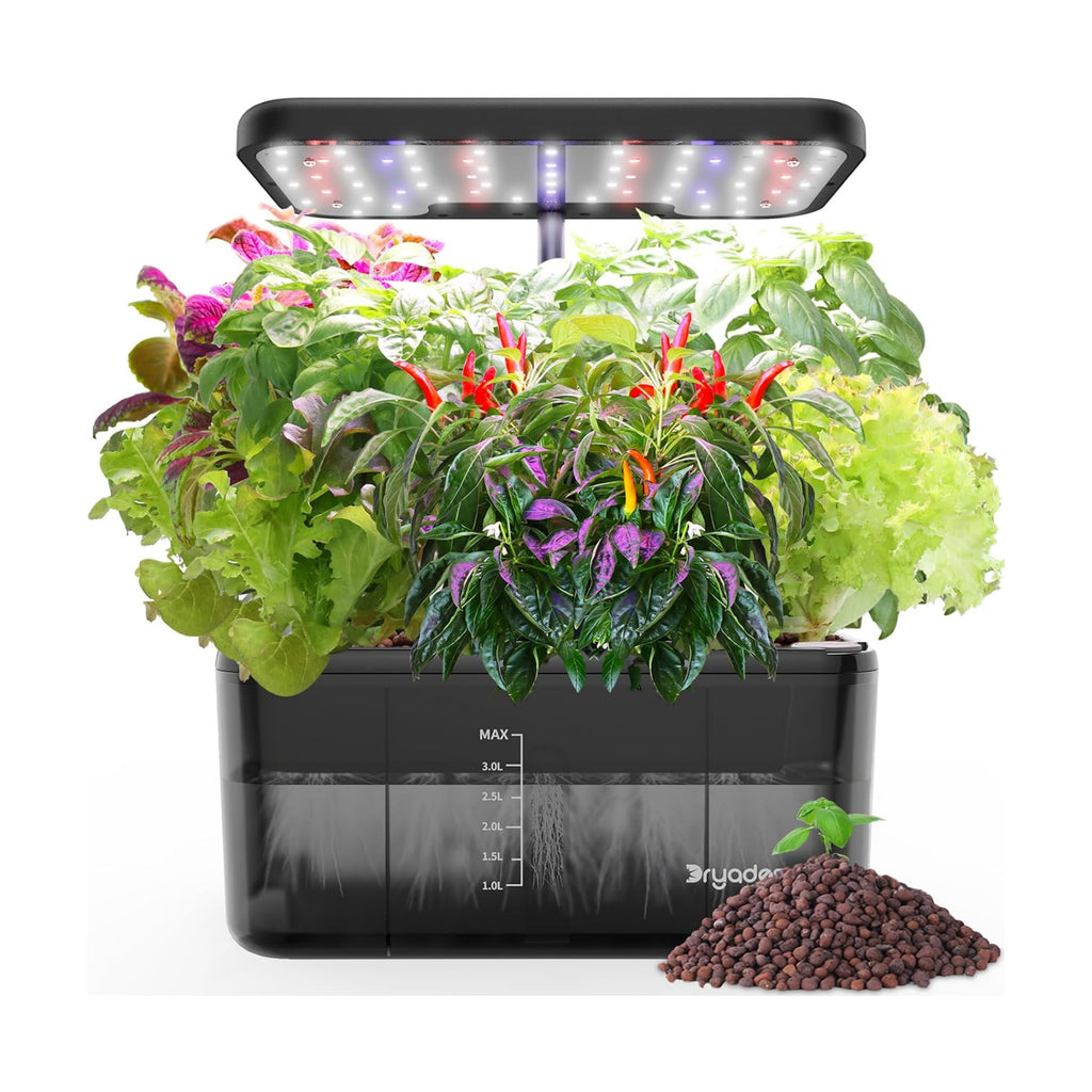 Hydroponics Growing System – Indoor Herb Garden w/Grow Light | Style of Clay Pebbles, w/ Premium Growth Lamp & Smart