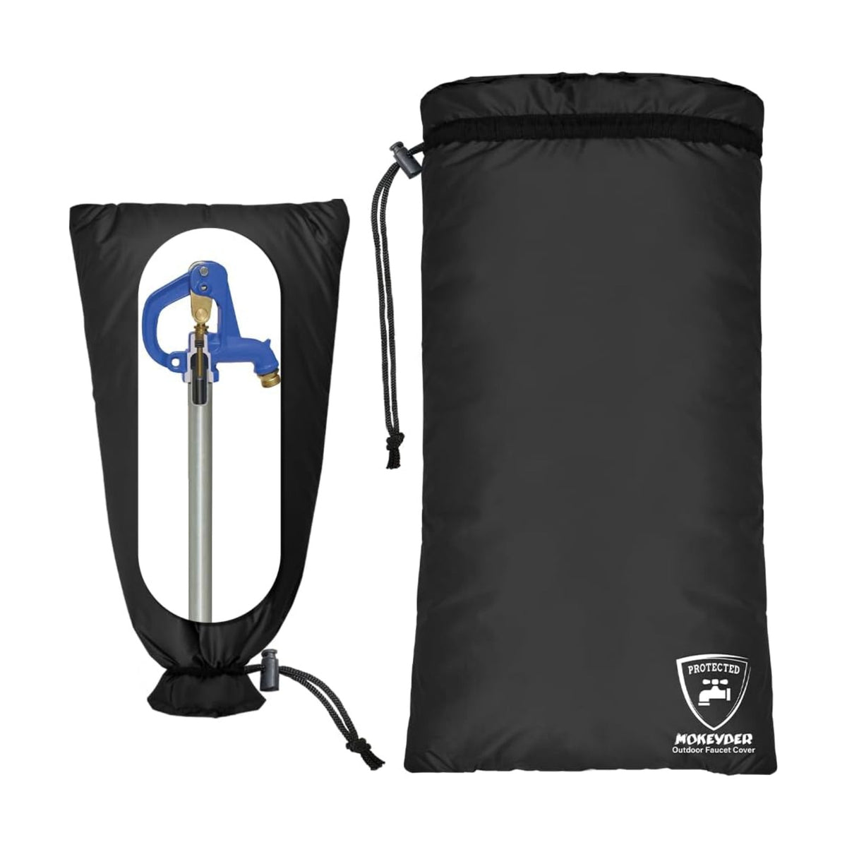 Enlarge Outdoor Faucet Cover for Winter Freeze Protection, 13” W x 25" H Hose Bib Covers Socks for Garden Lawn Faucets & Yard Hydrant, Reusable Long Insulated Spigot Cover, Black, 1 Pack