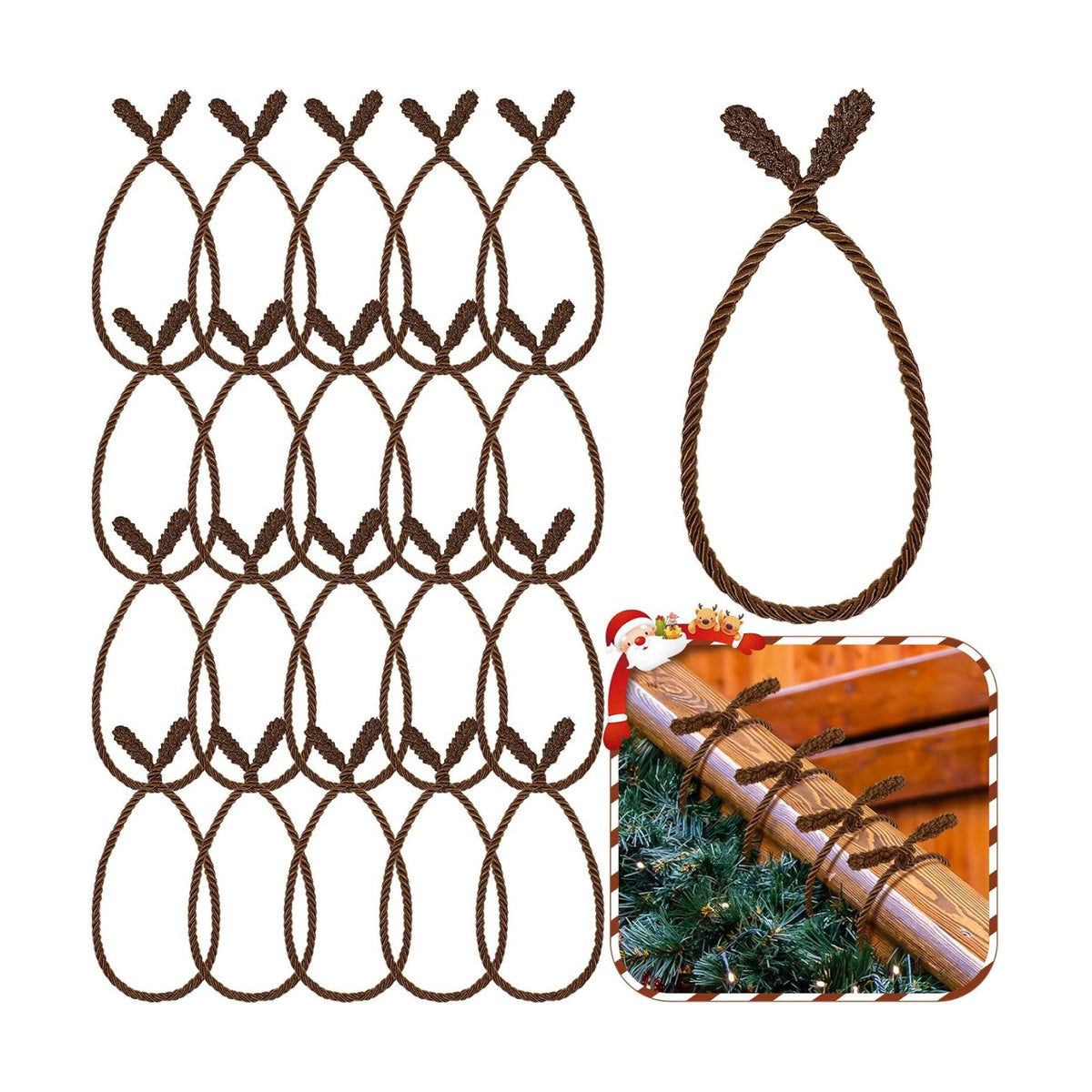 Zhengmy 20 Pcs 25 Inch Extra Long Christmas Garland Ties Christmas Decorative Twist Ties for Banister Reusable Flexible Twist for Holiday Xmas Home Decorations Craft Wrapping (Brown)