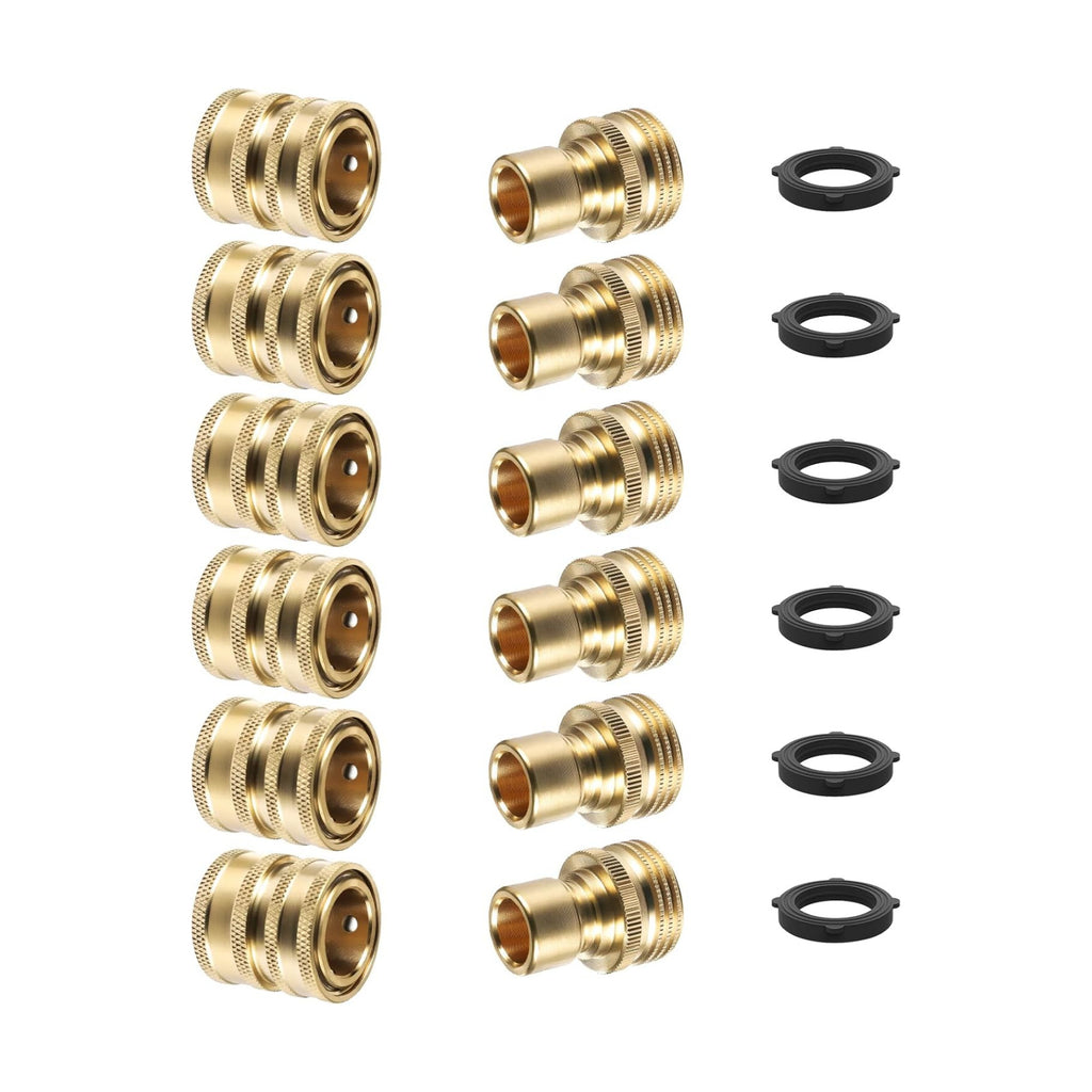 Twinkle Star Heavy Duty 3/4'' Garden Hose Quick Connect Fittings, 6 Sets | Male and Female Water Hose Quick Connect