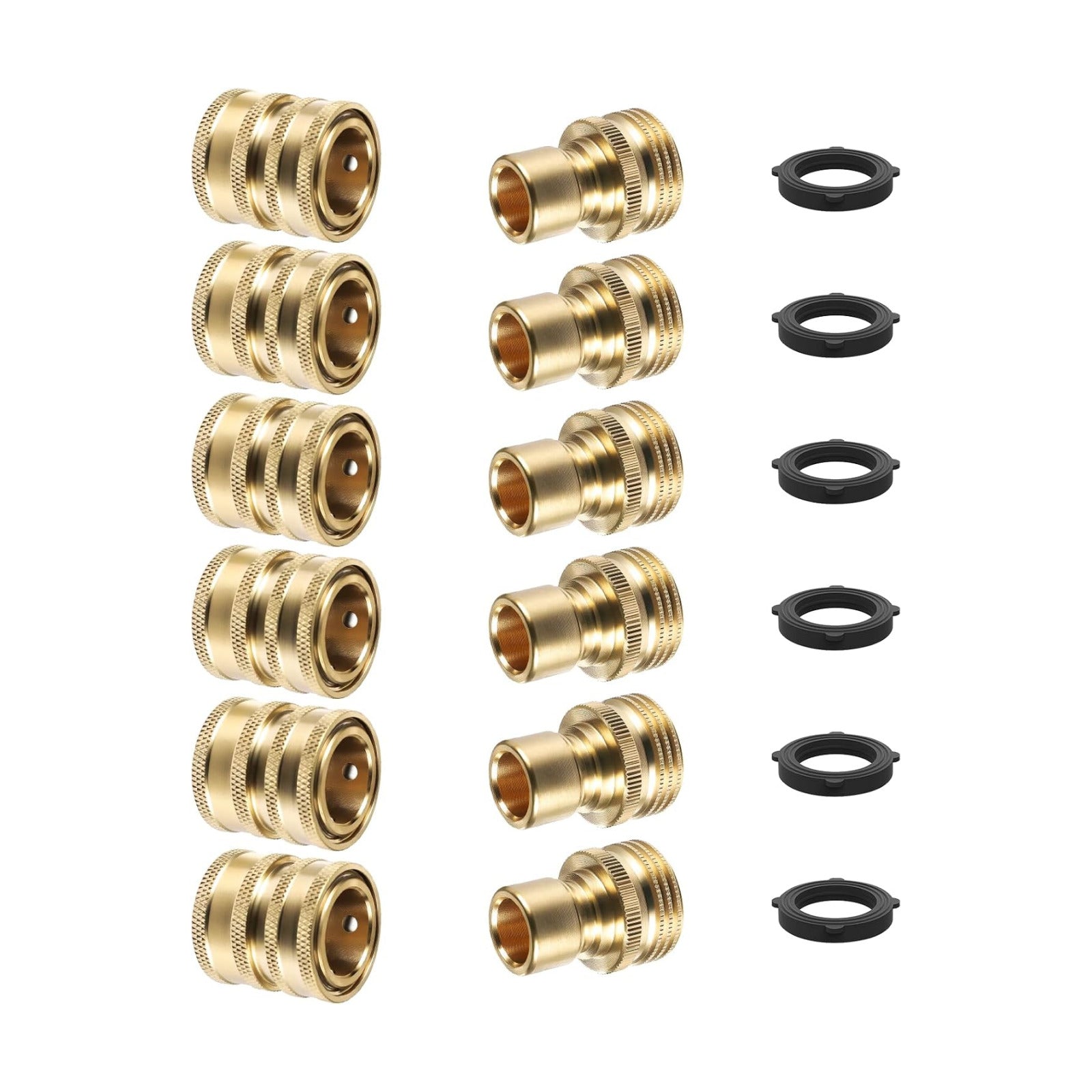 Twinkle Star Heavy Duty 3/4'' Garden Hose Quick Connect Fittings, 6 Sets | Male and Female Water Hose Quick Connect