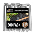 GORILLA GRIP Premium Landscape Staples 200 Pack 6 Inch, Heavy Duty 11 Gauge Galvanized Steel Garden Stakes, Sharp Rust