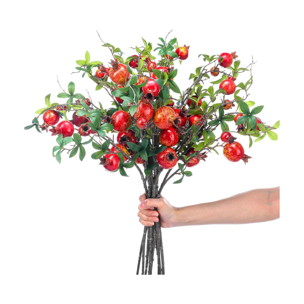 Thiccywoov 10 Pcs 31.5'' Artificial Pomegranate Branches Decor, Red