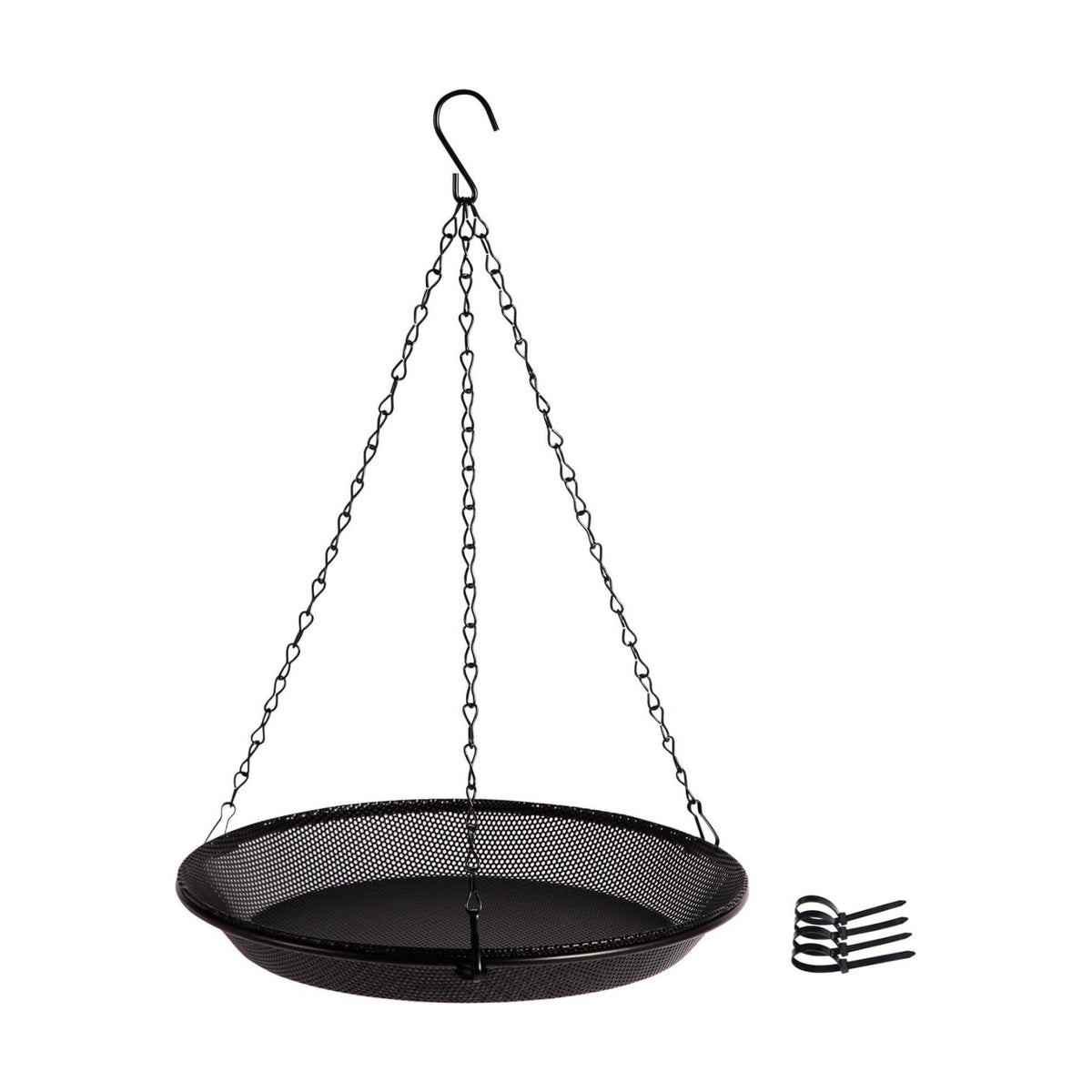 HRAYLTOP Hanging Bird Feeder Bowl with 16.3 inch Iron Hanging Chain Detachable Outdoor Decor for Garden Backyard Patio and Deck - Perfect for Attracting Birds