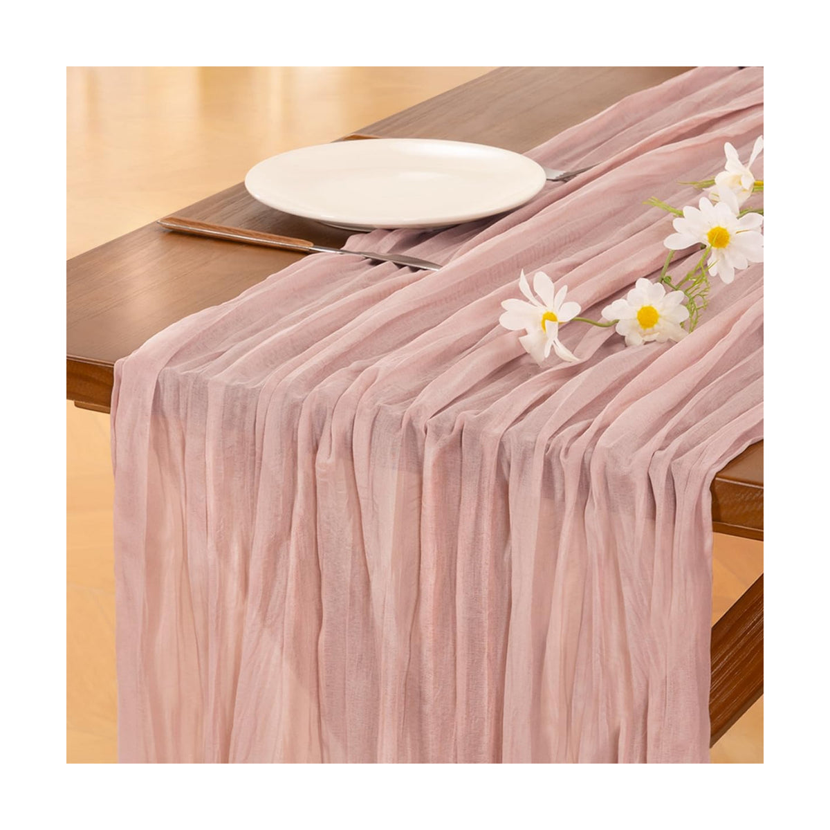 Pink Cheesecloth Table Runner Fall Boho Wedding Birthday Party Home Decor