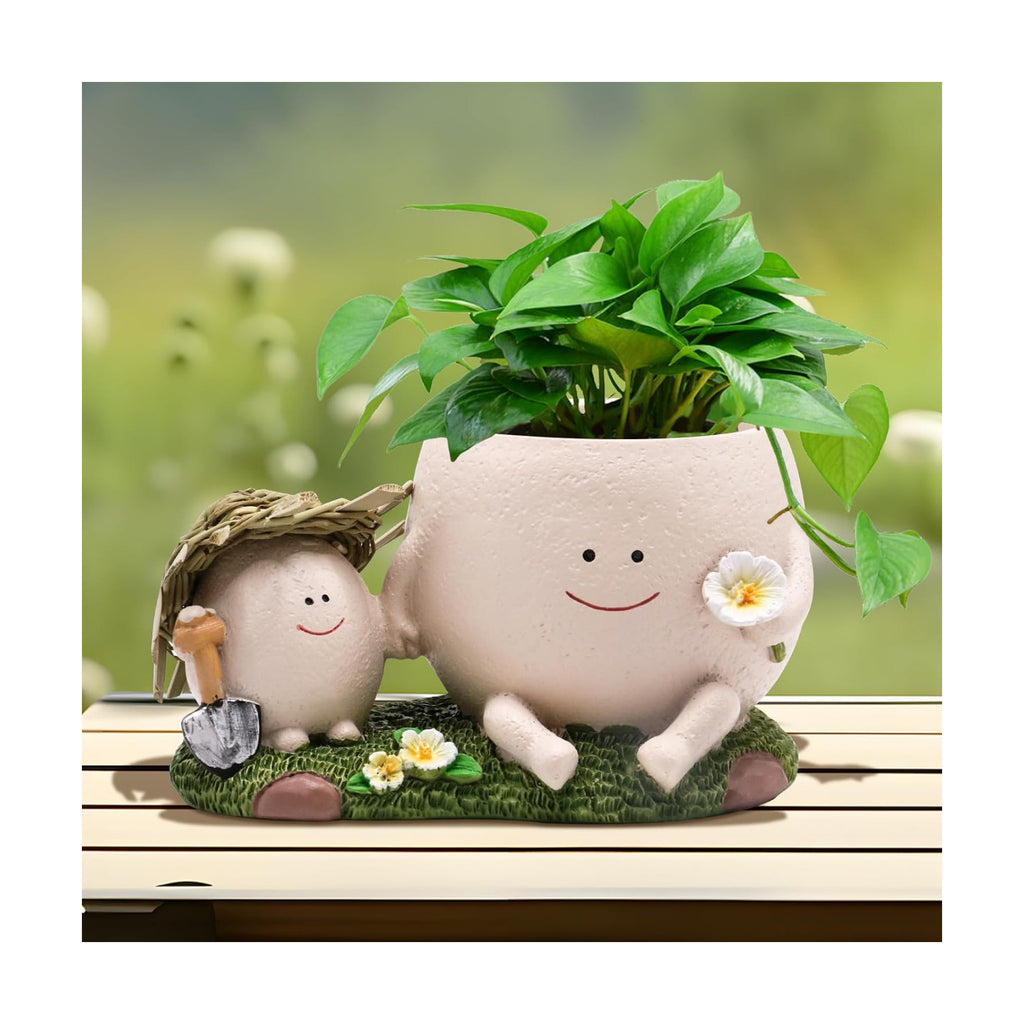 Smily Face Planter Pot Cute Resin Flower Head Planters for Indoor Outdoor Whimsical Succulent Pots for String of Pearls