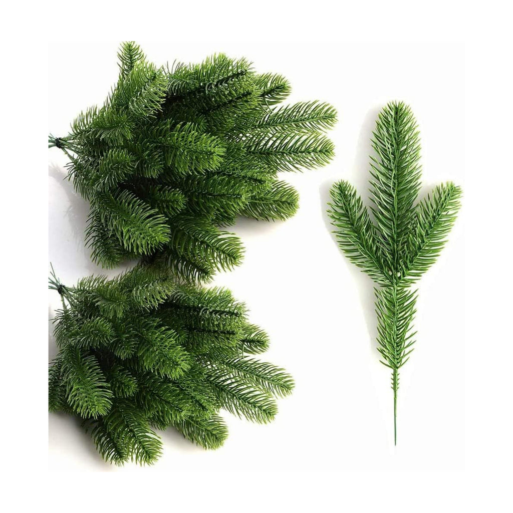 KLEWEE 60 Pcs Artificial Pine Branches, Christmas Tree Filler Branches, Realistic Faux Christmas Greenery Green Plants Pine Picks and Stems for Christmas Decorating Crafts Vase DIY Wreath Garland