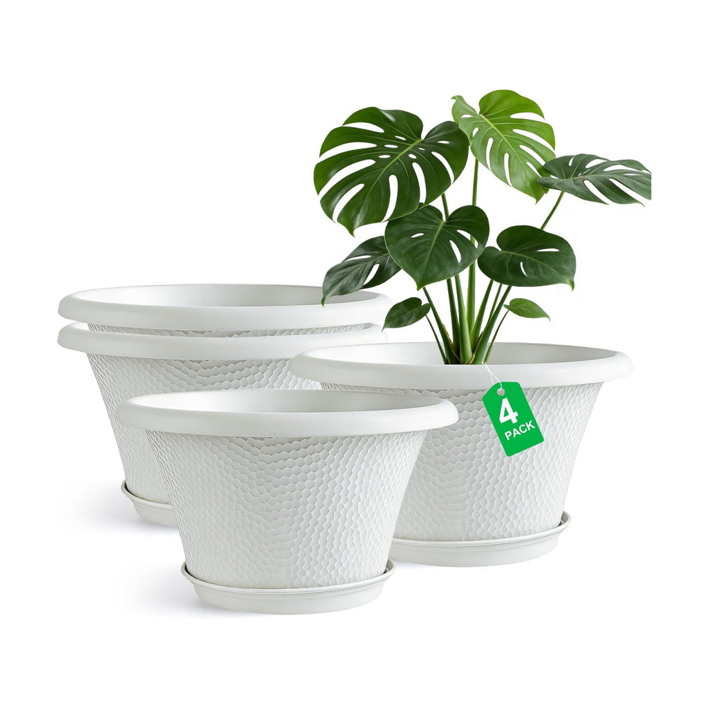 Quarut 12 Inch Pots for Plants,4 Pack Large Flower Pots with Drainage Hole