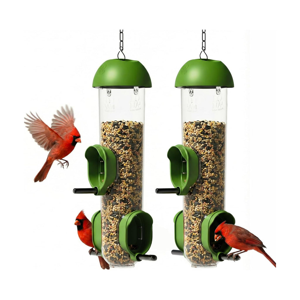‌LONA 2 Pack Tube Bird Feeders, Weatherproof Design with 3 Feeding Ports