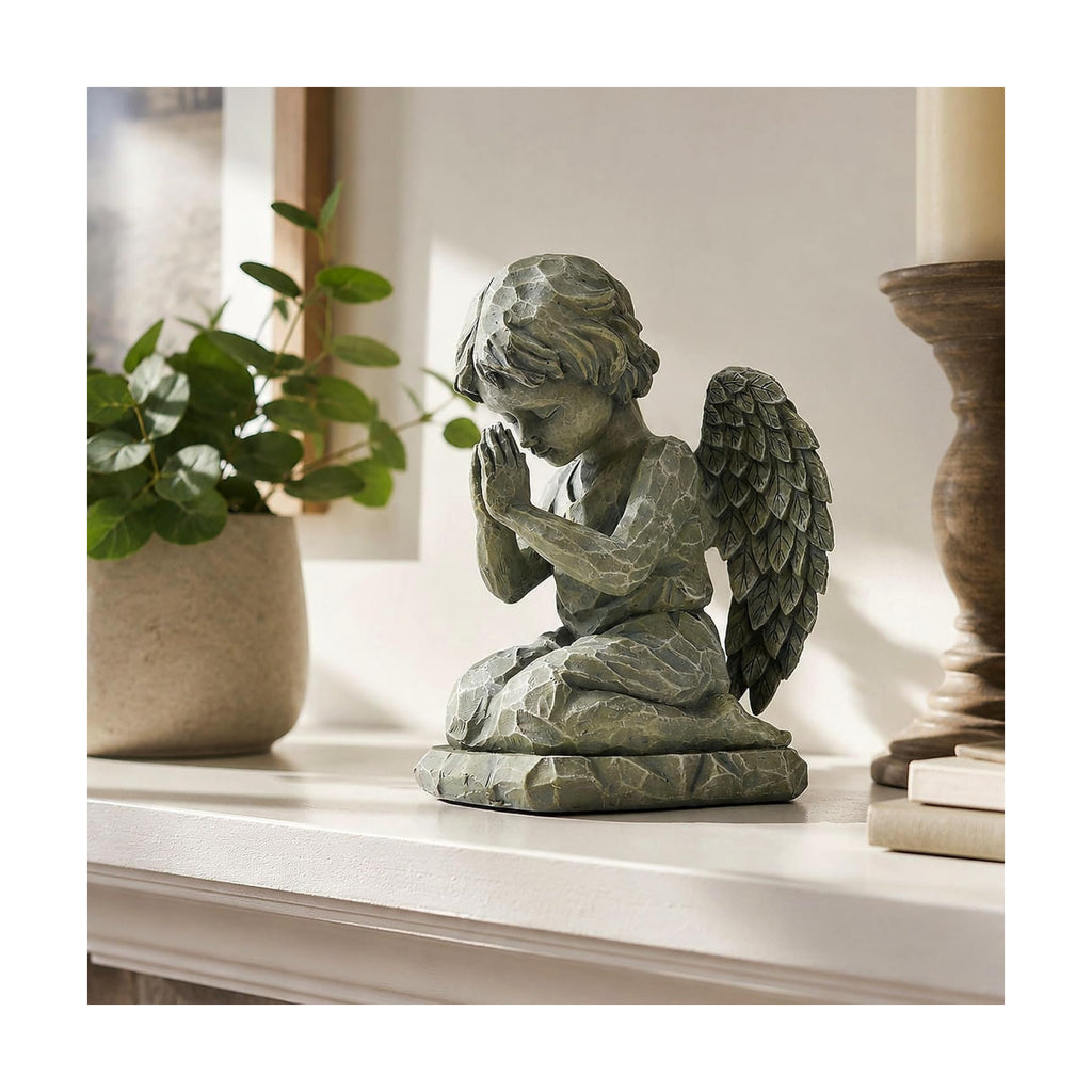 Praying Angel Figurine, 7.3 Inch Resin Angel Statue for Memorial Gifts, Sympathy Gifts, Indoor Home Decor, Garden